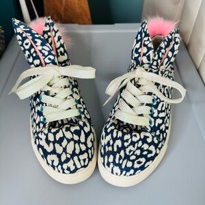 Minna Parikka Sneaker Animal Print Bunny Ears Pom Poms Size 38/US7-7.5